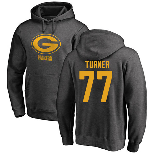 Men Green Bay Packers Ash #77 Turner Billy One Color Nike NFL Pullover Hoodie Sweatshirts->nfl t-shirts->Sports Accessory